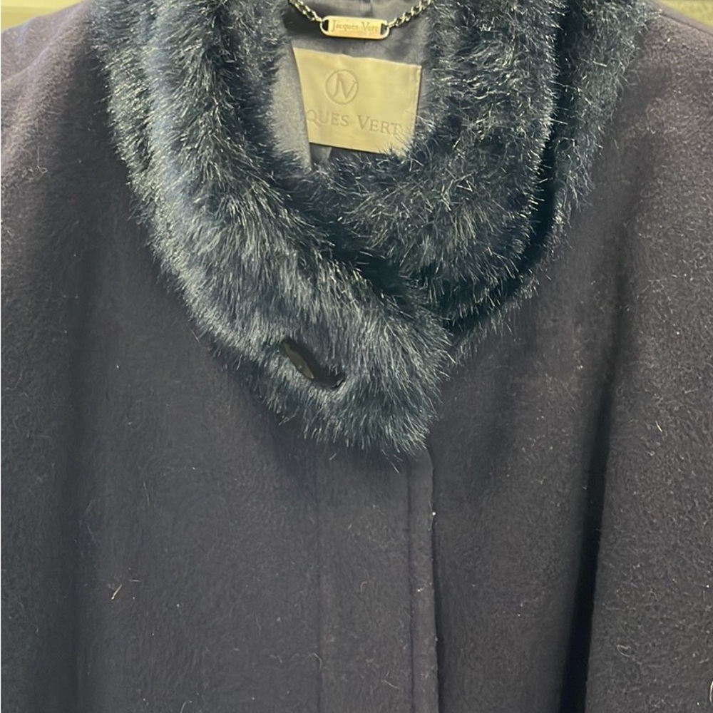 Jacques vert Black Faux Fur Collar Coat